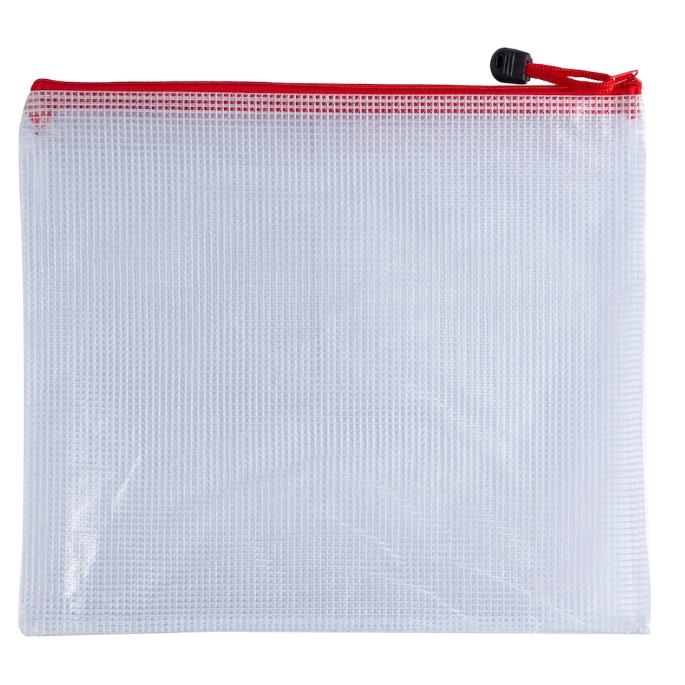 image 1 of Pack of 12 A3 Red PVC Mesh Zip Bags