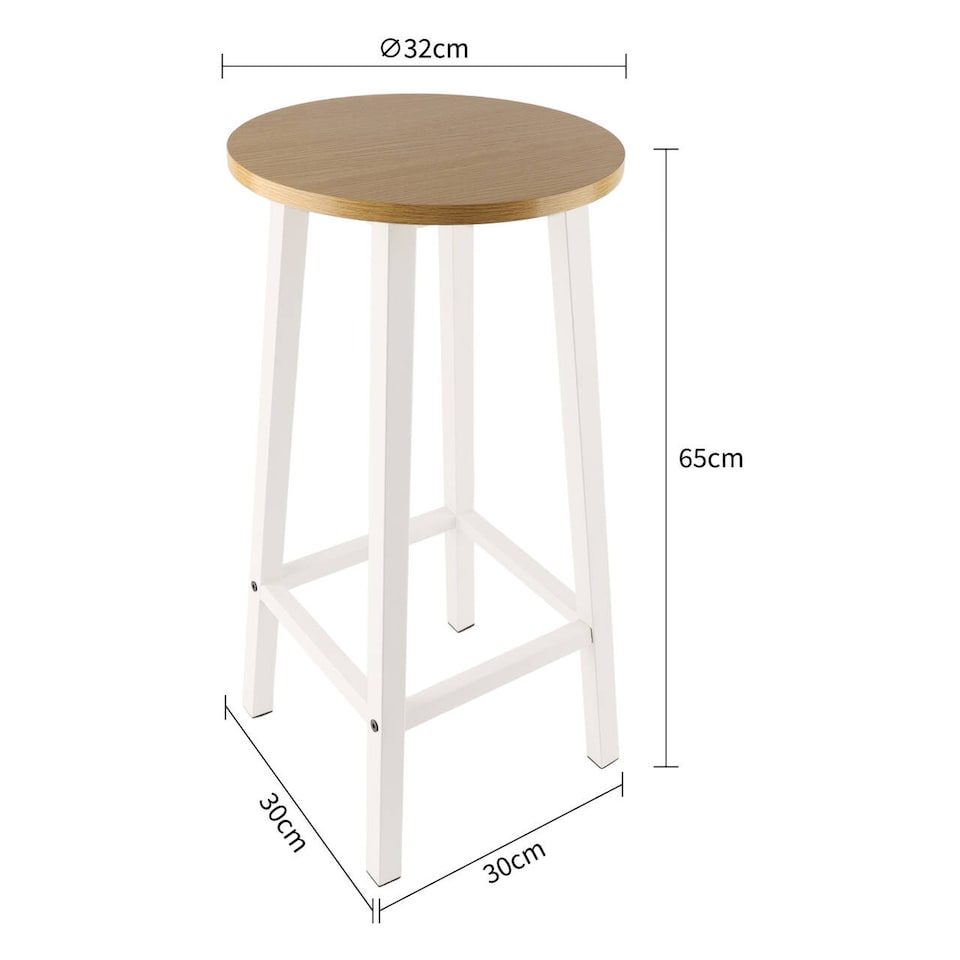 image 1 of Groundlevel Set Of 2 Wooden Tall Bar Stools Bar Chair Breakfast Kitchen Counter | Cream | Natural