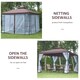 image 6 of Outsunny 3 x 3m Patio Gazebo Canopy Garden Pavilion Tent Shelter with 2 Tier Roof and Mosquito Netting, Steel Frame, Coffee
