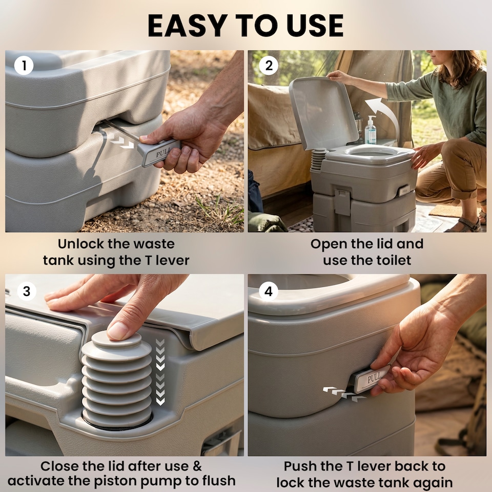 image 1 of Outsunny 20L Camping Toilet Portable Travel WC Caravan Picnic Fishing Restroom
