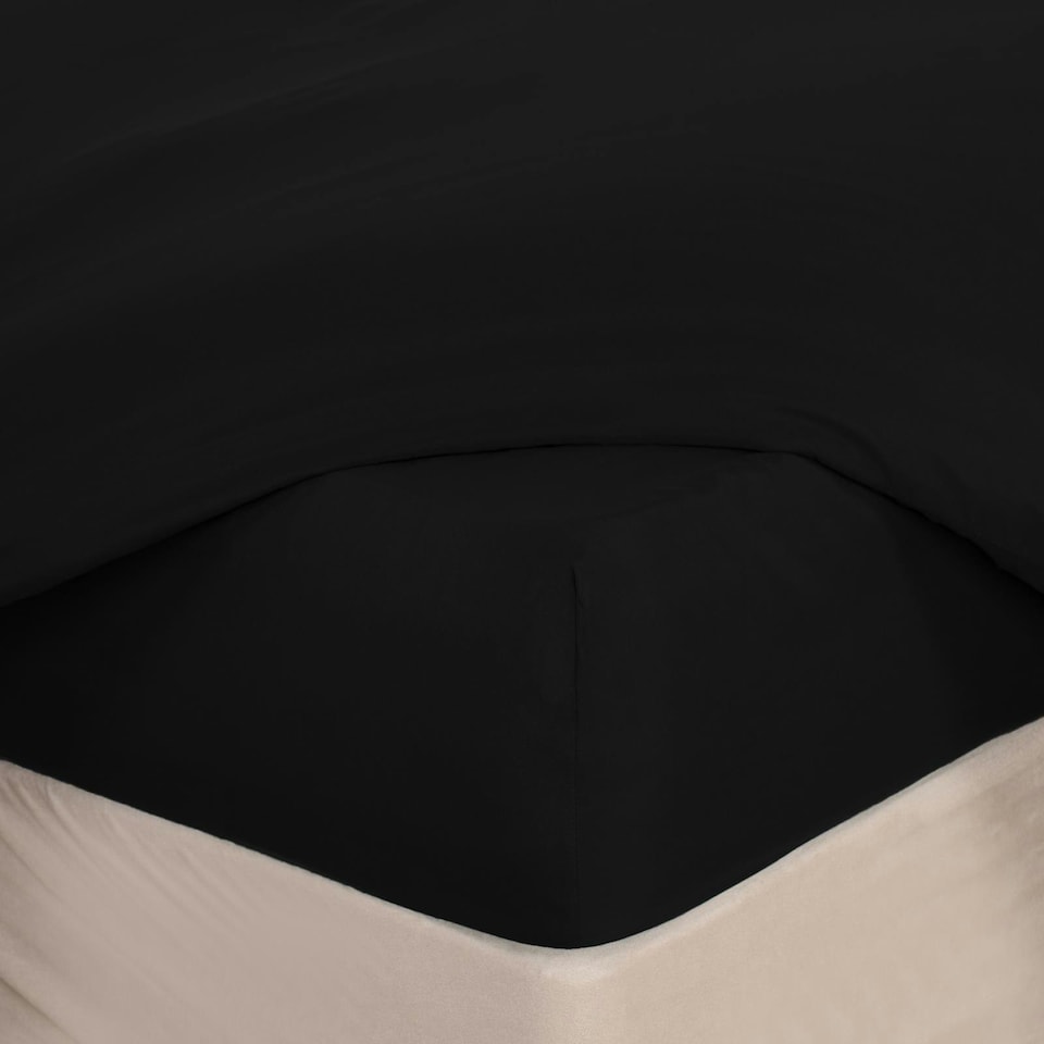 image 1 of OHS Plain Soft Microfibre 30cm Deep Fitted Bed Sheet, Single - Black