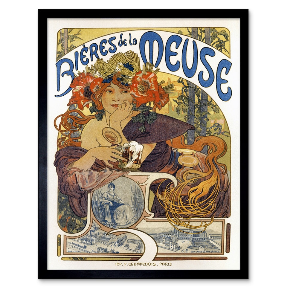 image 1 of Beer Of The Meuse Paris France Vintage 12x16" Framed Wall Art Print