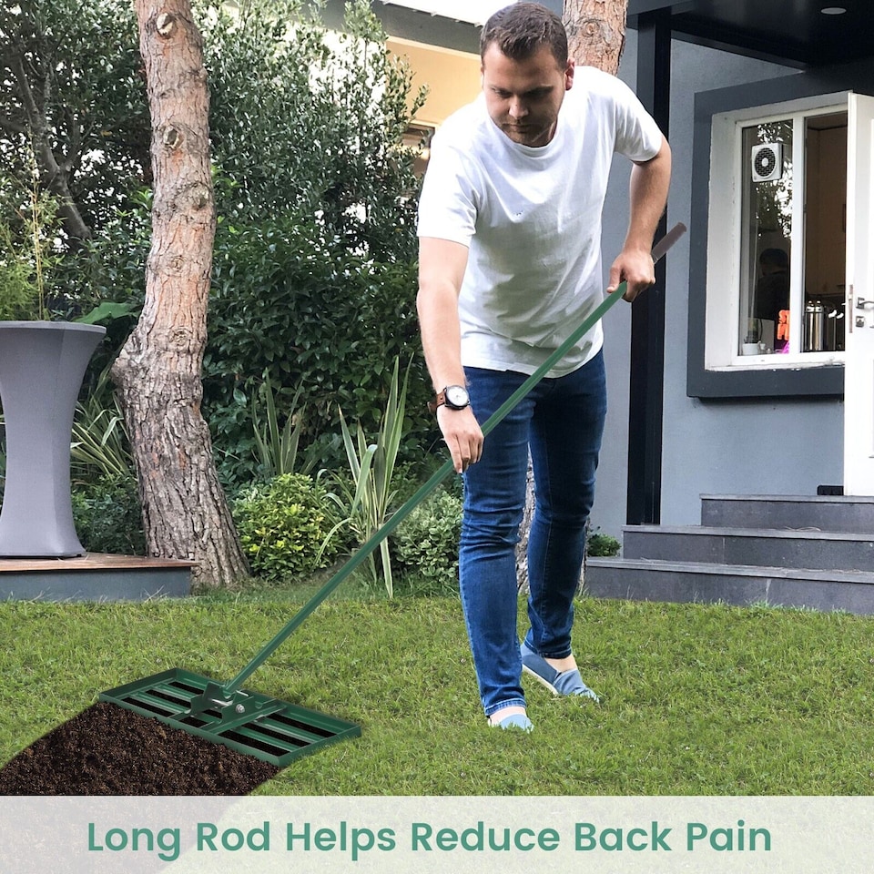 image 1 of COSTWAY Lawn Leveling Rake 75 cm x 25 cm Heavy Duty Level Lawn Tool-Green