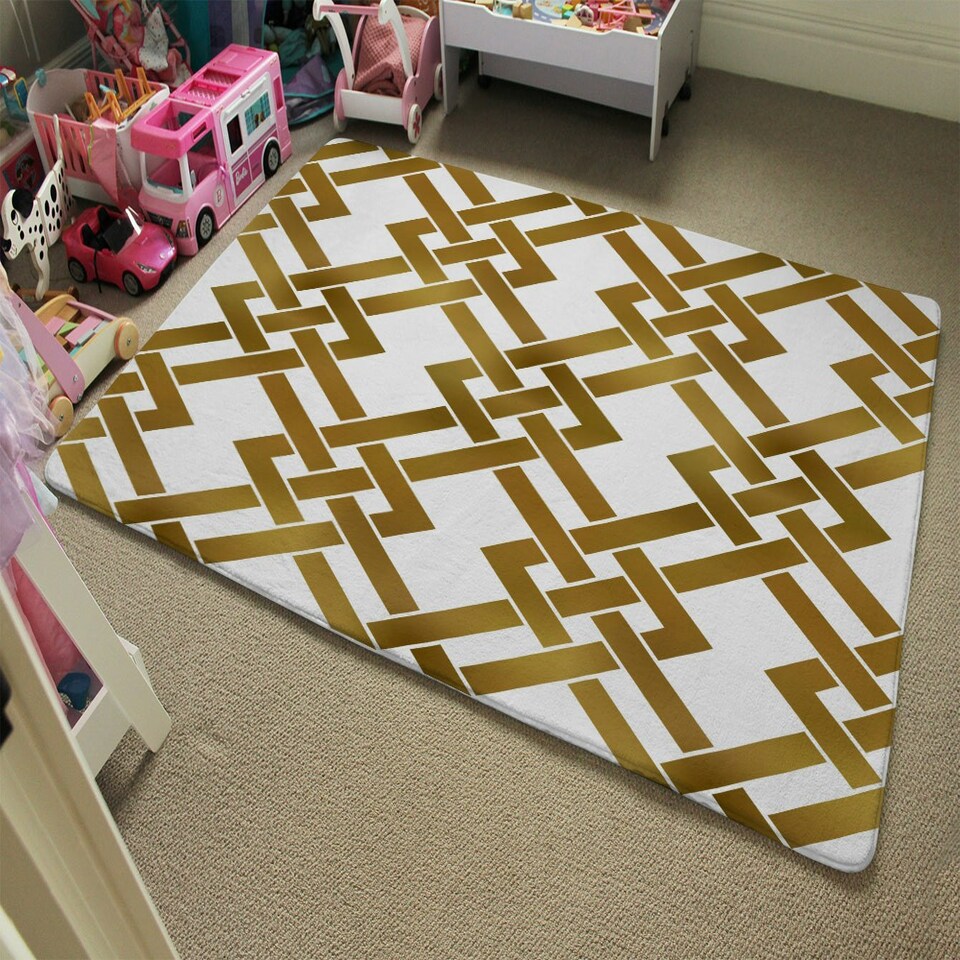 image 1 of Gold Geometric Chain (Rug) Gold | Large: 140x200cm