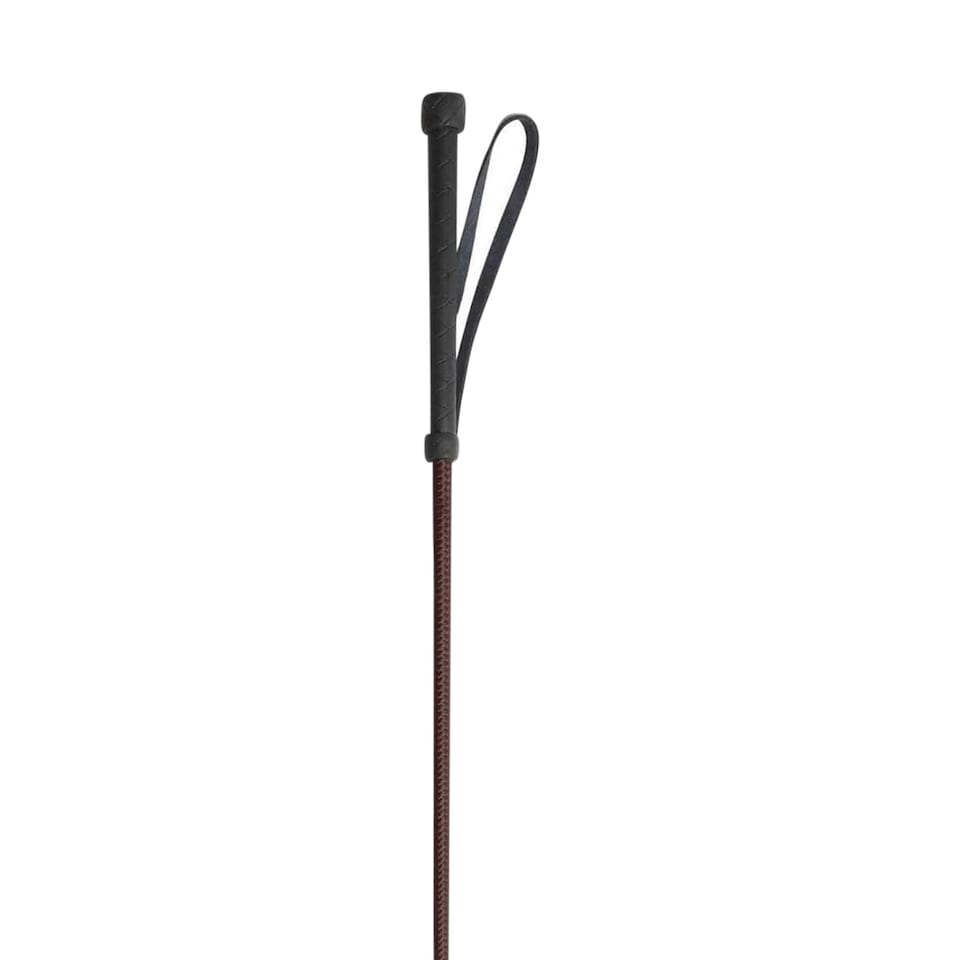 image 1 of Shires Childrens/Kids Thread Stem Leather Horse Riding Whip - Brown - 24in