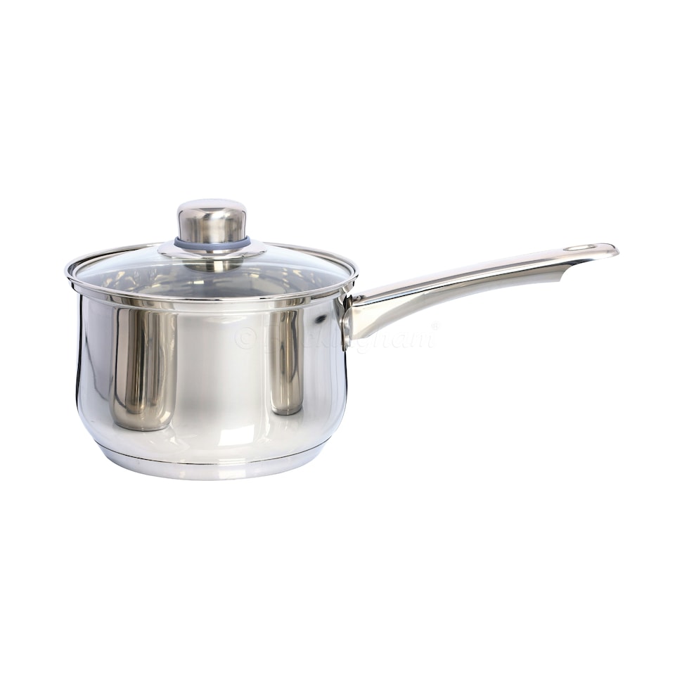 image 1 of Buckingham Stainless Steel Deep Saucepan 16 cm / 2 Litre , Glass Lid Silver