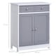 image 5 of kleankin 75x60cm Freestanding Bathroom Storage Cabinet Unit w  2 Drawers Cupboard Adjustable Shelf Metal Handles Traditional Style Grey White