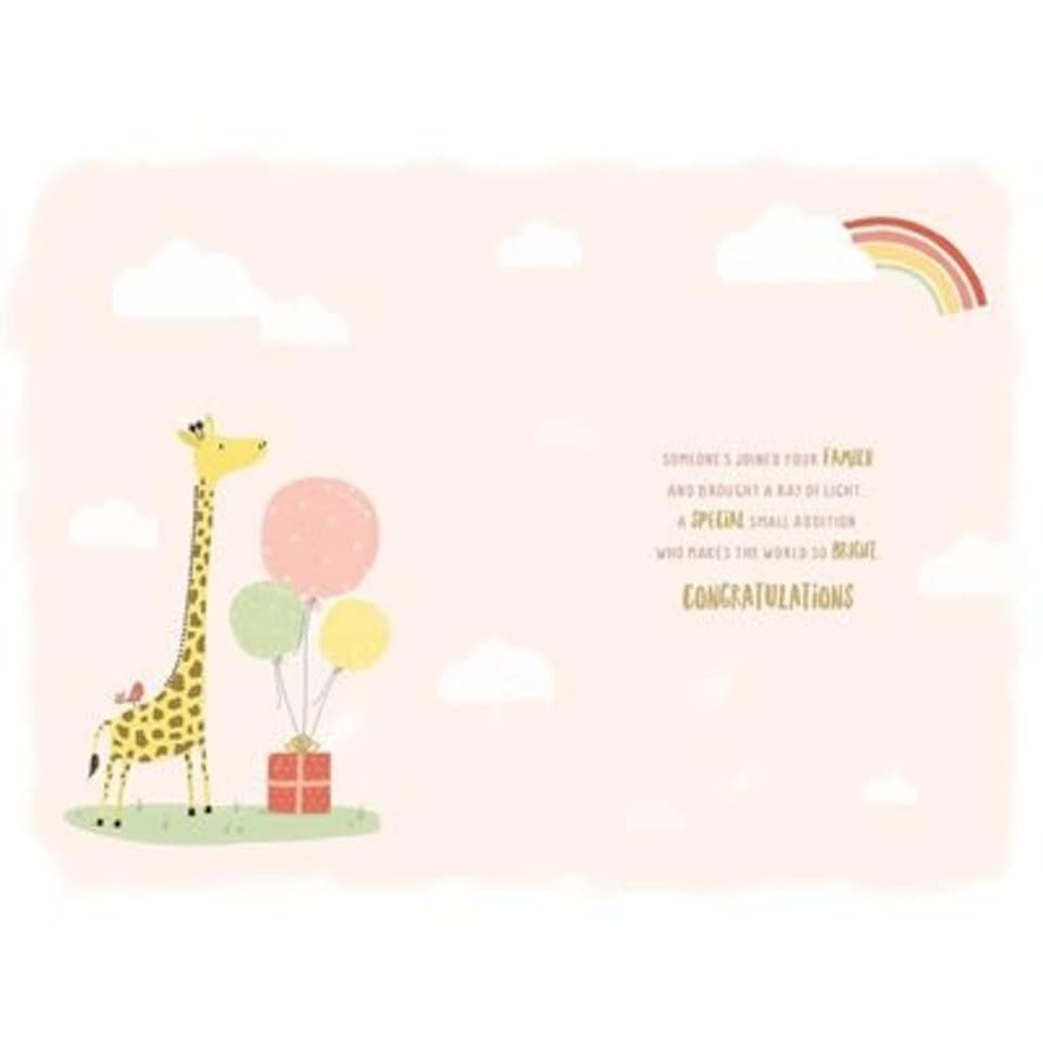 image 1 of Giraffe, Rainbow & Balloons New Baby Granddaughter Birth Congratulations Card