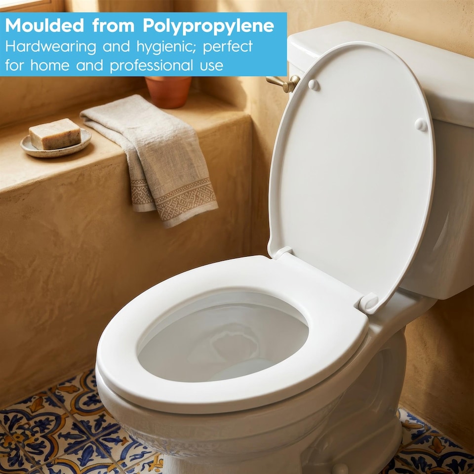 image 1 of Harbour Housewares Soft Close Toilet Seat for Oval Toilets - Anti-Bacterial Bathroom Bowl Loo Cover with Quick Release Hinges