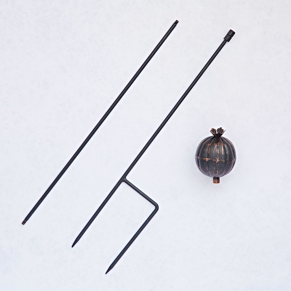 image 1 of Recycled Iron Poppy Seed Head Garden Stake Decoration