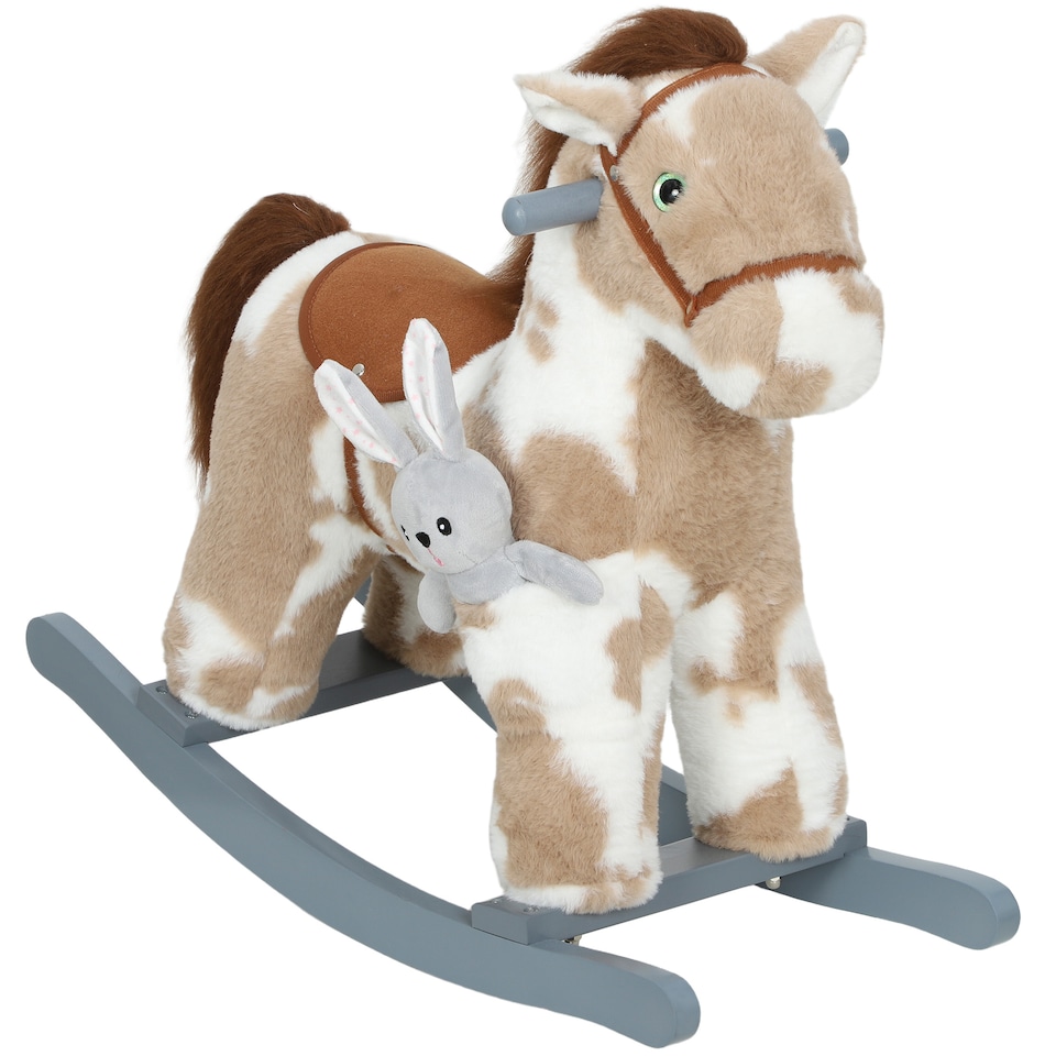 image 1 of AIYAPLAY Baby Rocking Horse, Plush Ride on Animal Rocker with Sound and Toy
