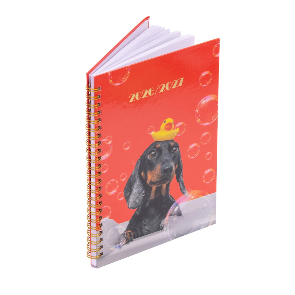 image 1 of 2026 - 2027 Academic Diary A5 Week to View - Spiral Bound Mid Year Planner Aug 2026 to Jul 2027 - Hardback | Red | Duck