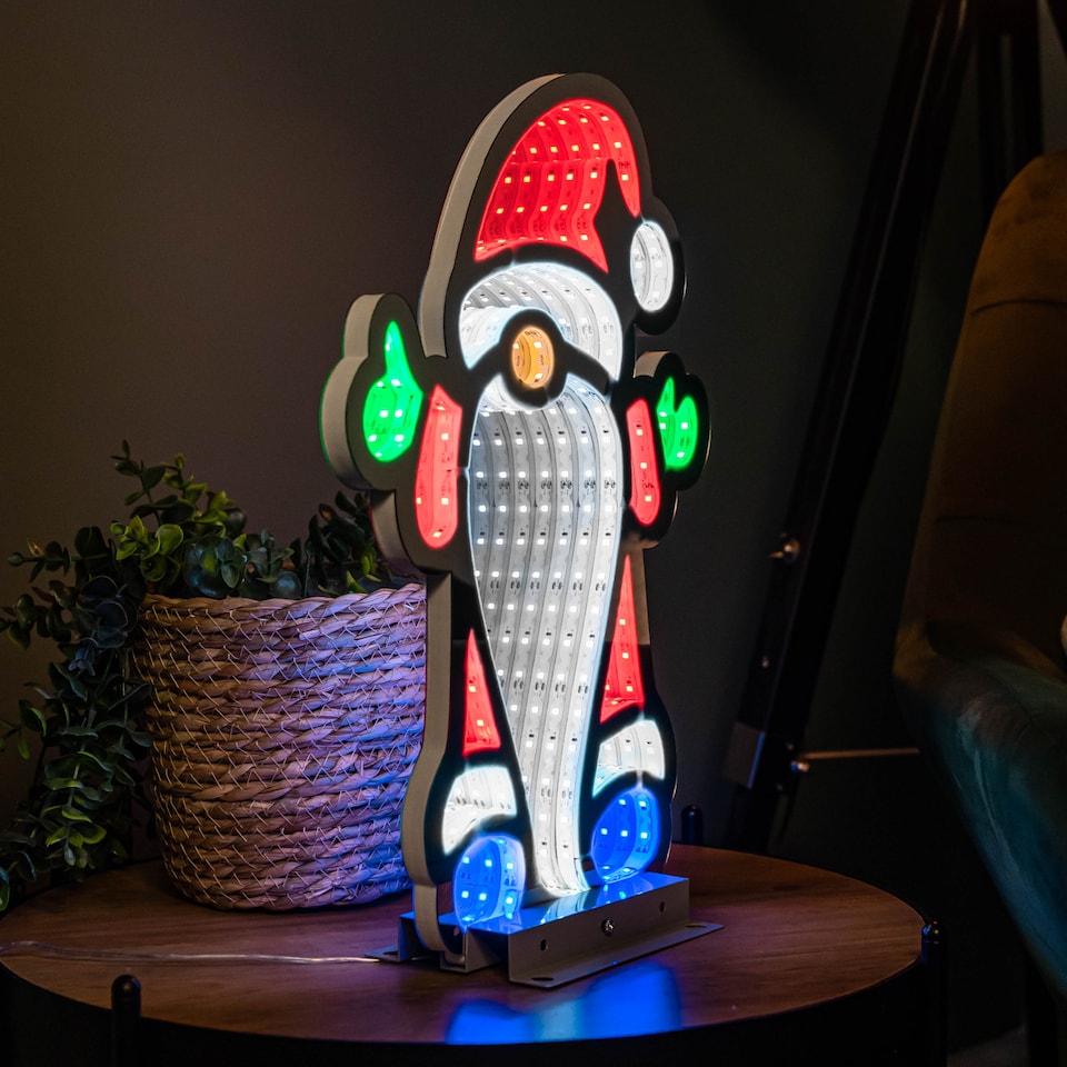 image 1 of 40cm Infinity Christmas Santa with Metal Base and Multi-Coloured LEDs