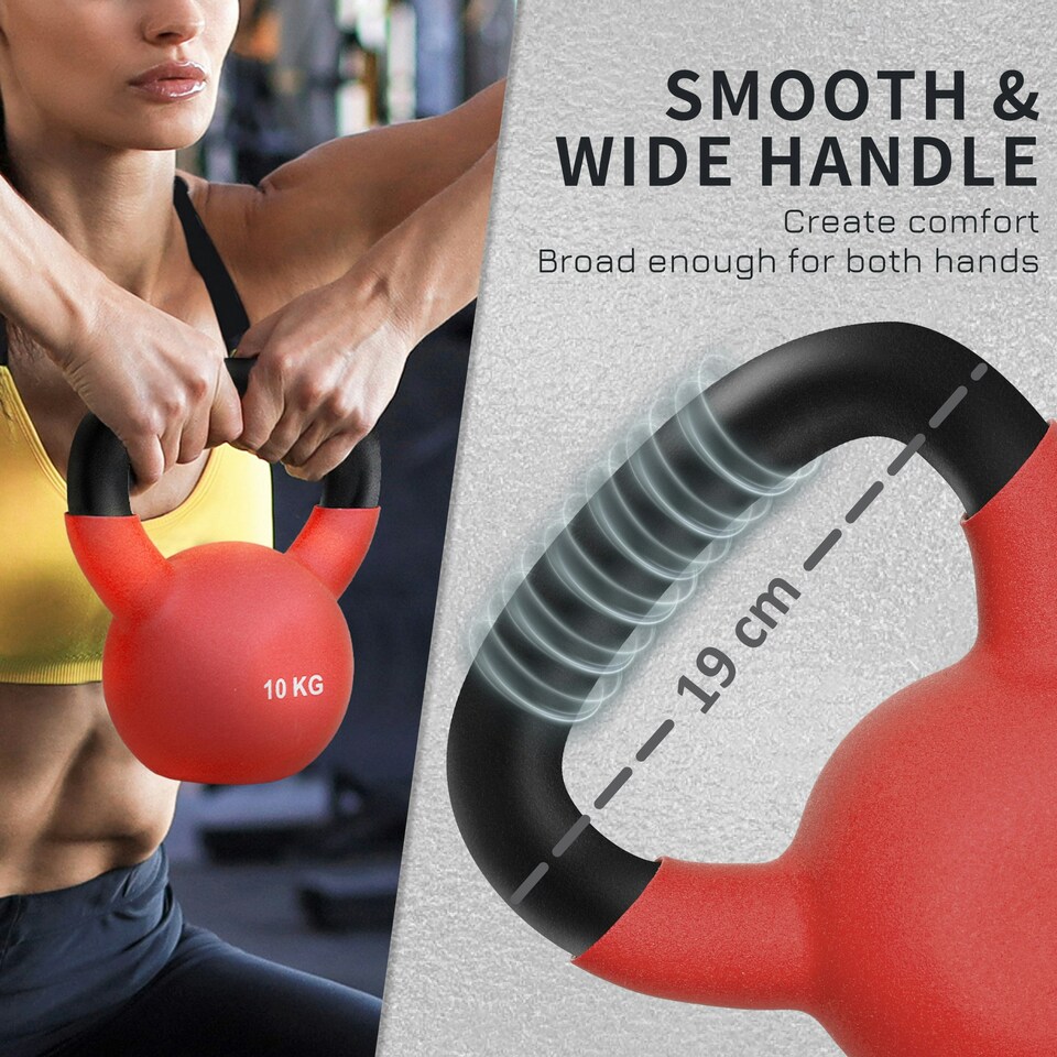 image 1 of HOMCOM Soft Kettlebell, Kettle Bell with Non-Slip Handle for Home Gym Weight Lifting and Strength Training Red | 10