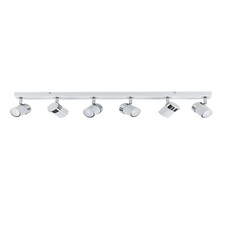 ValueLights Rosie 6 Way Gloss White Chrome Straight Bar Ceiling Spotlight Fitting