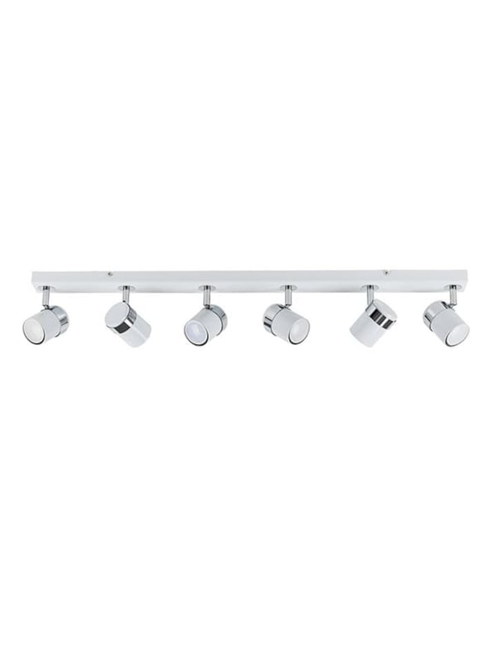 image 1 of ValueLights Rosie 6 Way Gloss White Chrome Straight Bar Ceiling Spotlight Fitting