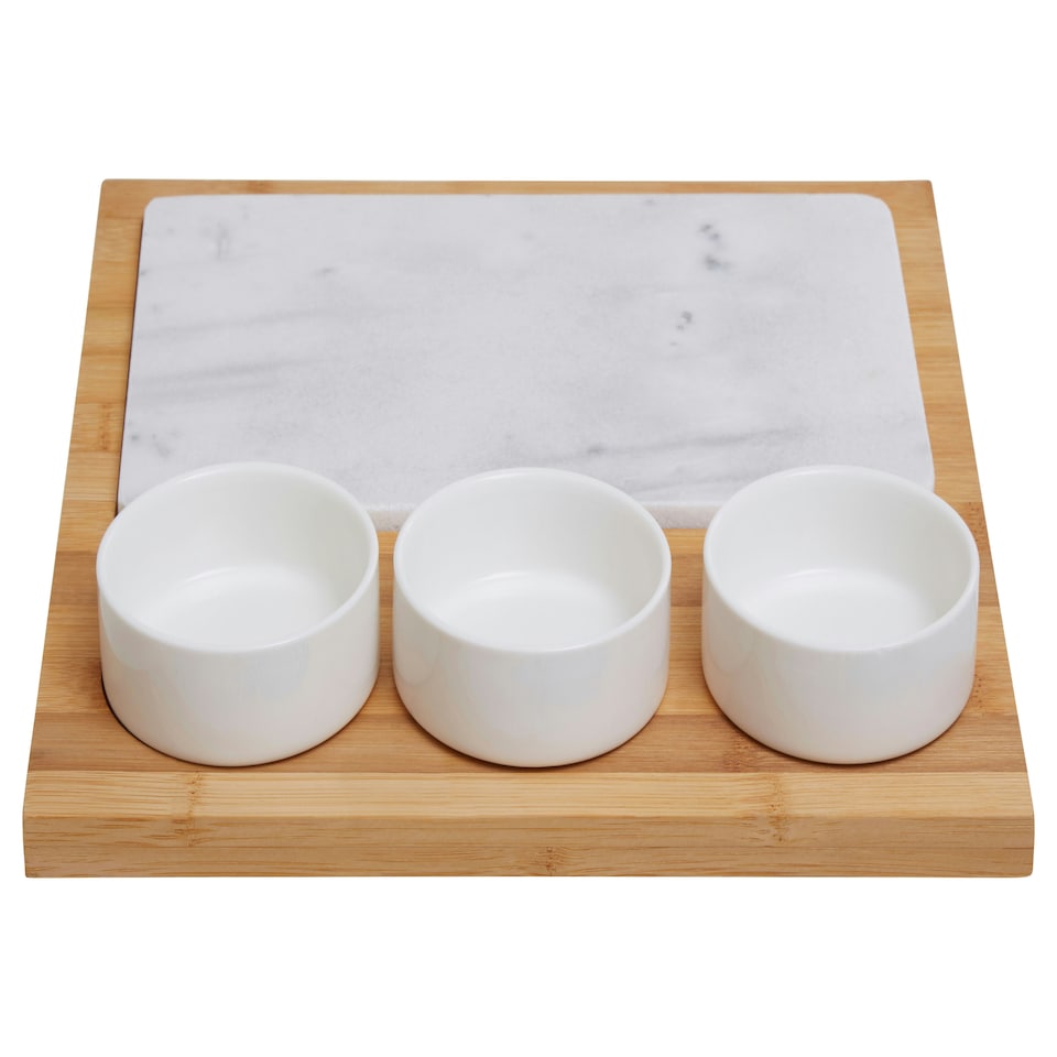 image 1 of Interiors By Premier 5-Piece White Marble And Ceramic Serving Board, Durable Natural Stone