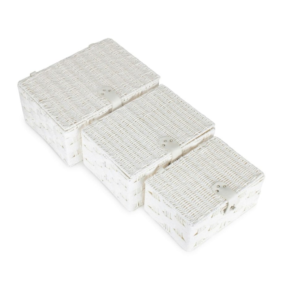 image 1 of Set of 3 Twisted White Paper Rope Storage Basket White | White