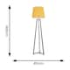 image 3 of ValueLights Lottie Grey Wood Tripod Floor Lamp with Mustard Fabric Tapered Shade Yellow