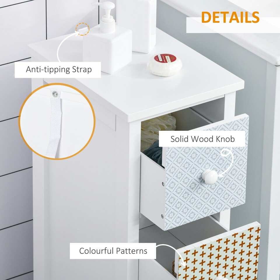 image 1 of HOMCOM Drawer Cabinet, 4 Drawer Storage Organizer Unit Bathroom Bedroom