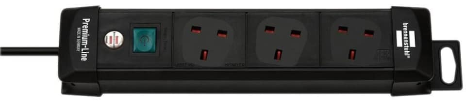 BRENNENSTUHL - Premium-Line Mains Extension Lead, 3 Gang, 5m Lead, Black