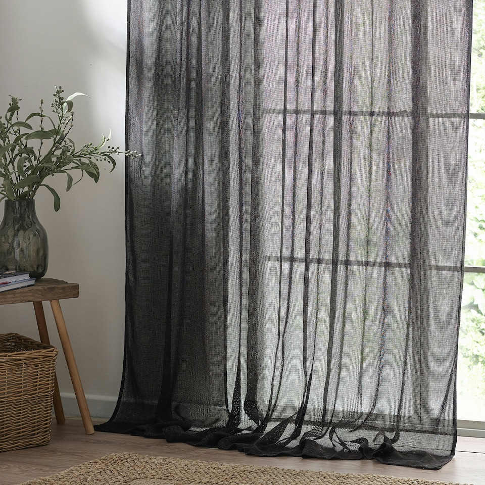 image 1 of Yard Nimbus Sheer Black Tie Top Curtain Panel 290 x 250 cm Multi