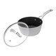 image 1 of Laura Ashley Forged Aluminium Non-stick Saucepan with Glass Lid 18cm - Dark Dove Grey Grey