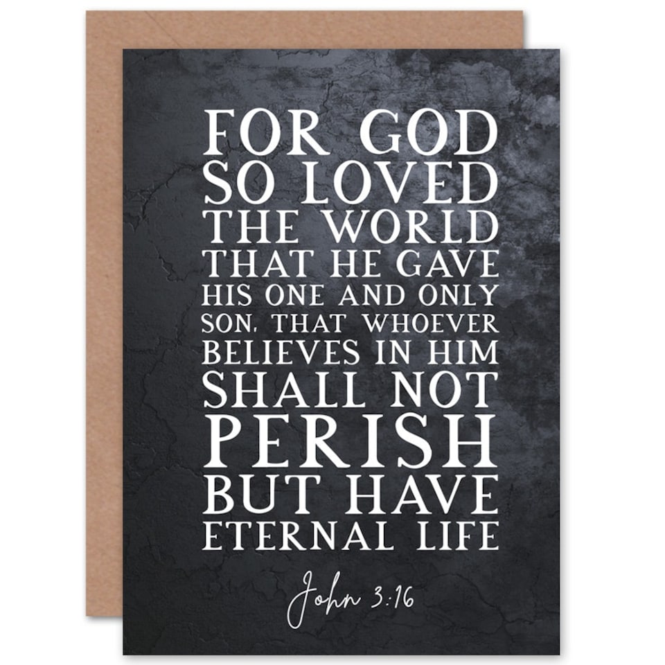 image 1 of John 3:16 God So Loved World He Gave His Bible Verse Christian Card