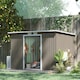 image 2 of Outsunny 9 x 4FT Metal Garden Storage Shed w/ 2 Door, Light Grey Wood Grain Grey