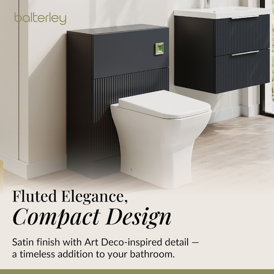 image 1 of Contemporary Fluted 500mm Floor Standing WC Unit, Dark Grey | Grey | Satin Soft Black | 253 x 500 x 810mm