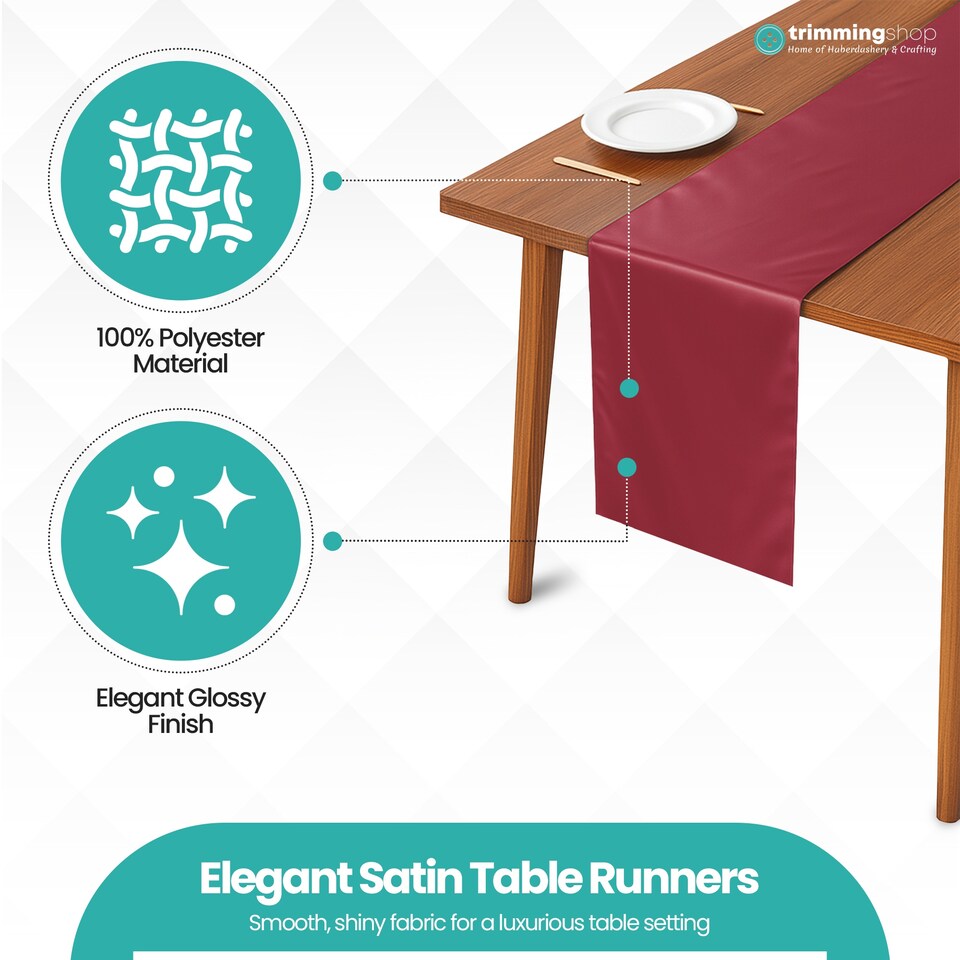 image 1 of Satin Table Runner for Dining Table - 11 x 108 Inch