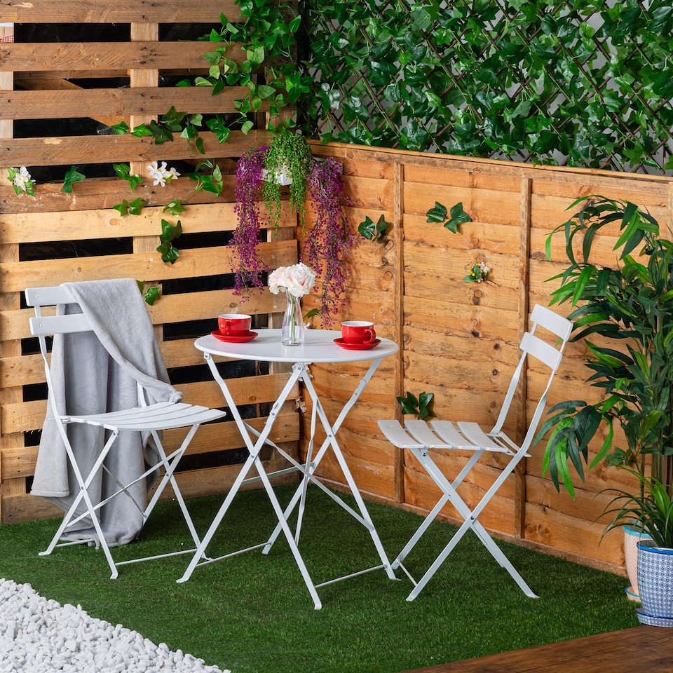 image 1 of Harbour Housewares 2 Seater Sussex Bistro Set - Round - White | White | White