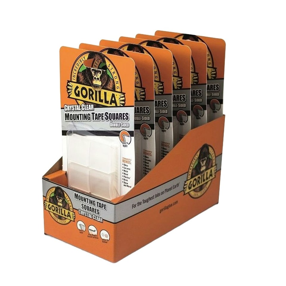 Gorilla Mounting Tape Squares Crystal Clear 2.5cm x 2.5cm 24pk - One Colour - One Size