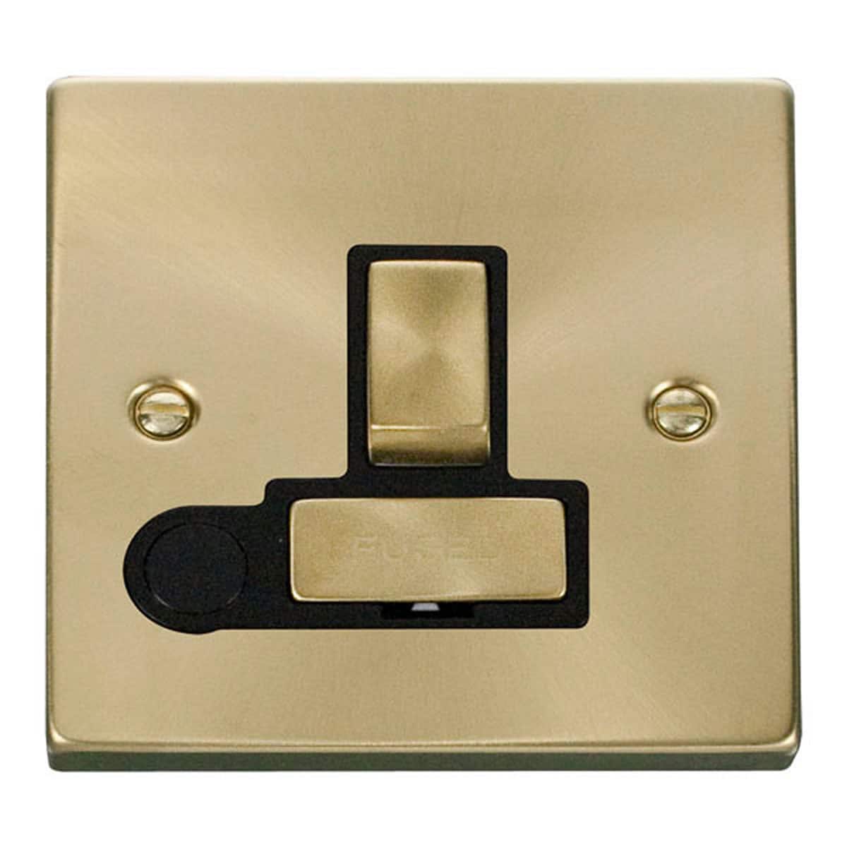 SE HOME Satin Brushed Brass 13A Fused Ingot Connection Unit Switched With Flex Gold Satin Brass