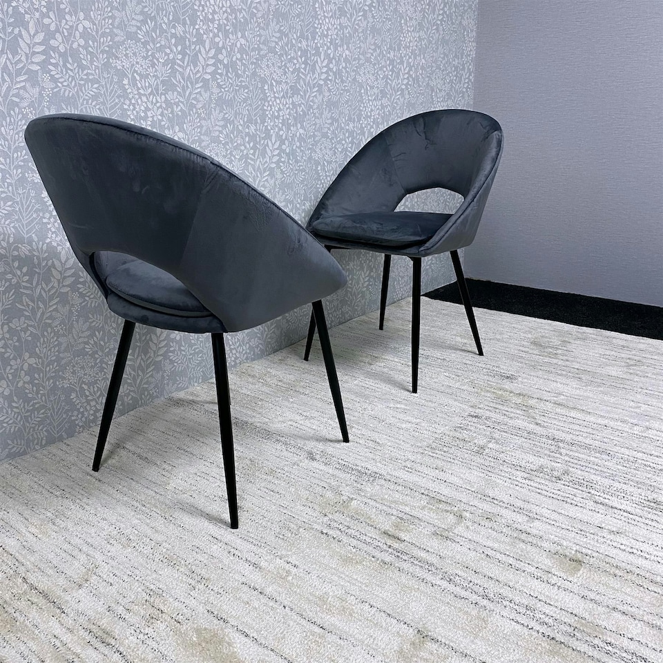 image 1 of Set of 2 Grey Velvet Dining Chair Modern Metal Legs for Living Room and Office Grey