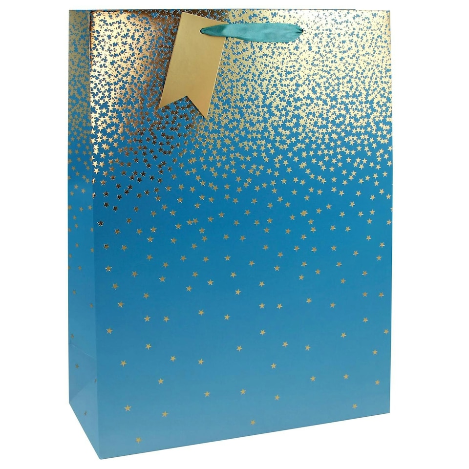 Pack of 6 Teal Ombre Extra Large Wide Guss Gift Bags Blue