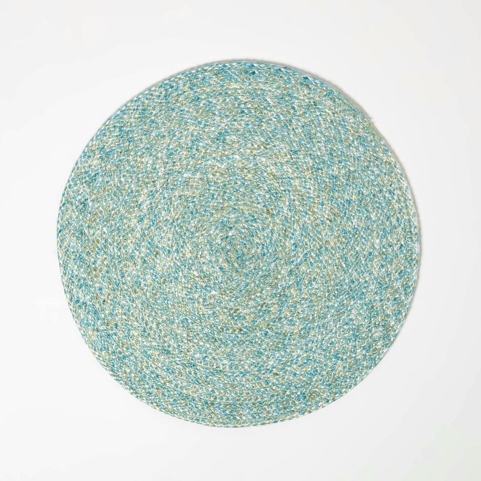 image 1 of Homescapes Green Handwoven Round Placemats Set of 4 Green