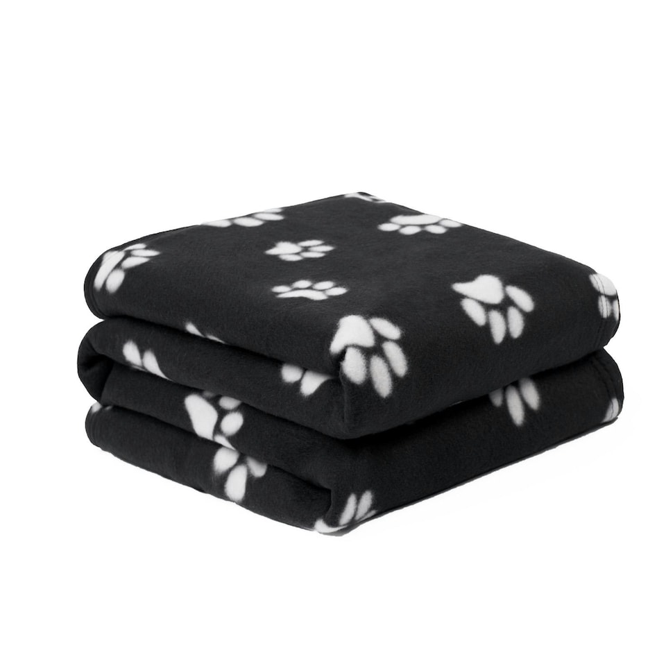 image 1 of OHS Pet Dog Blanket Crate Paw Puppy Animal Mat, 120x150cm - Black