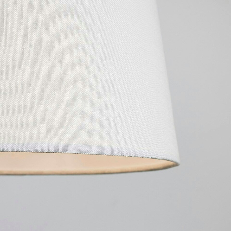 image 1 of ValueLights Doretta Fabric N/A White Tapered Ceiling Pendant Shade and LED Bulb