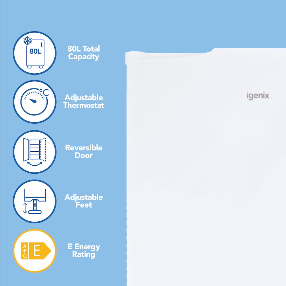 image 1 of Igenix IG348R Under Counter Fridge 80 Litre, White