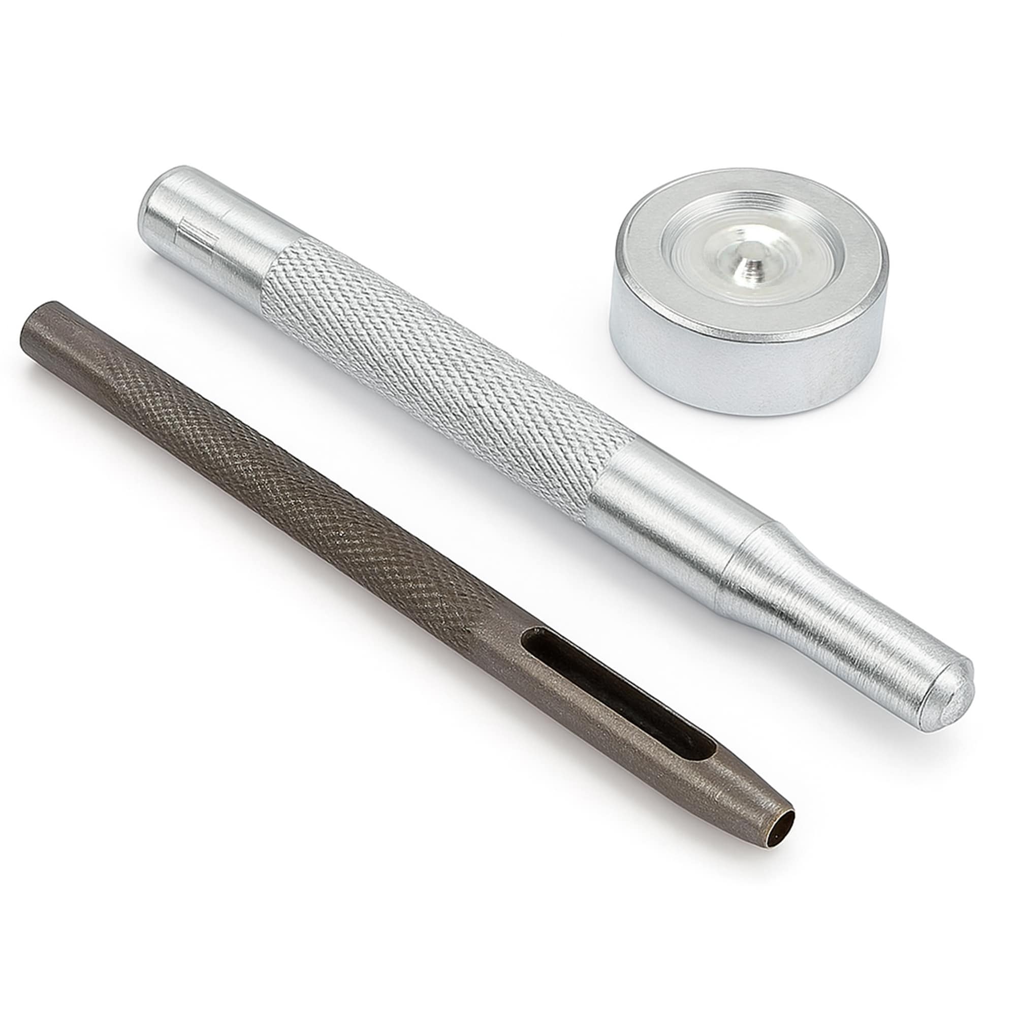 Neel Blue 4-Part Press Studs Fixing Tool Kit with Hollow Hole Punch - 12.5mm in Silver