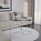 image 1 of 2 Piece Round Nesting Side Tables Set Tempered Glass Top Metal Leg Coffee Tables | Multi | Chrome Legs Black Glass