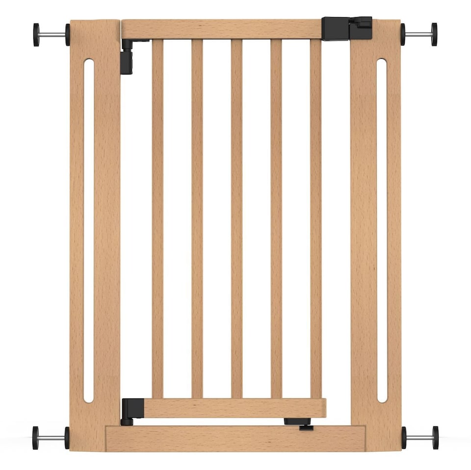 image 1 of Safetots Wooden Elegance Gate, Natural, 63cm - 71cm, Pressure Fit Safety Gate, Baby Gate for Stairs and Doors, Easy Installation