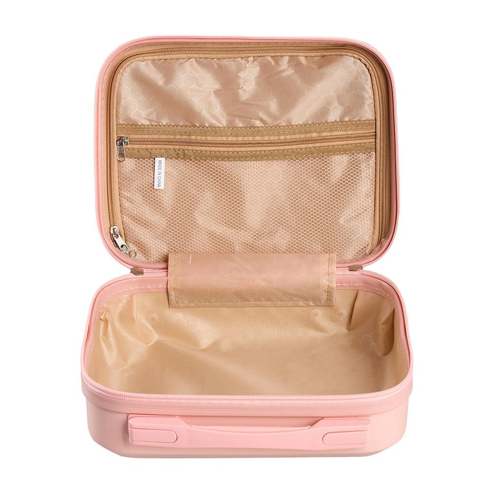 image 1 of Living and Home Lightweight Portable Hard Shell Travel Cosmetic Case, Pink Pink | Personal Item