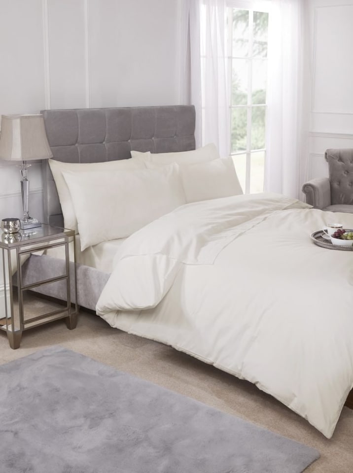 image 1 of Percale Collection 180 Thread Count Percale Fitted Valance Sheet in Ivory - Double