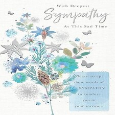 Words 'n' Wishes Traditional Deepest Sympathy Card - Flowers, Butterflies and Sentimental Verse with Foil Finish - Eco-Friendly - by Words 'n' Wishes