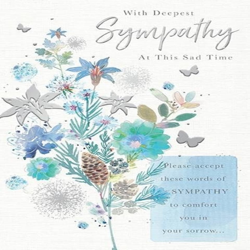 Words 'n' Wishes Traditional Deepest Sympathy Card - Flowers, Butterflies and Sentimental Verse with Foil Finish - Eco-Friendly - by Words 'n' Wishes
