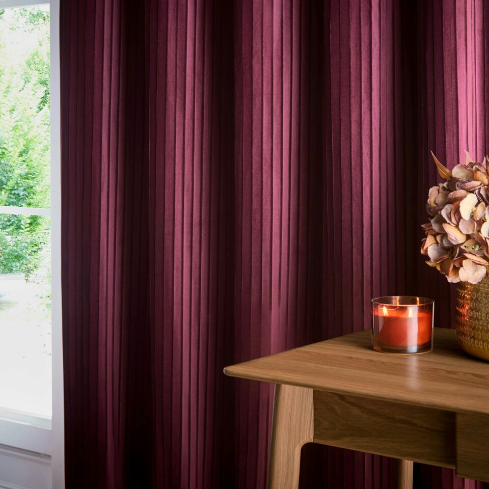 image 1 of Paoletti Corinthian Velvet Room Darkening Merlot Eyelet Curtains (W)117cm x (D)137cm cm Multi