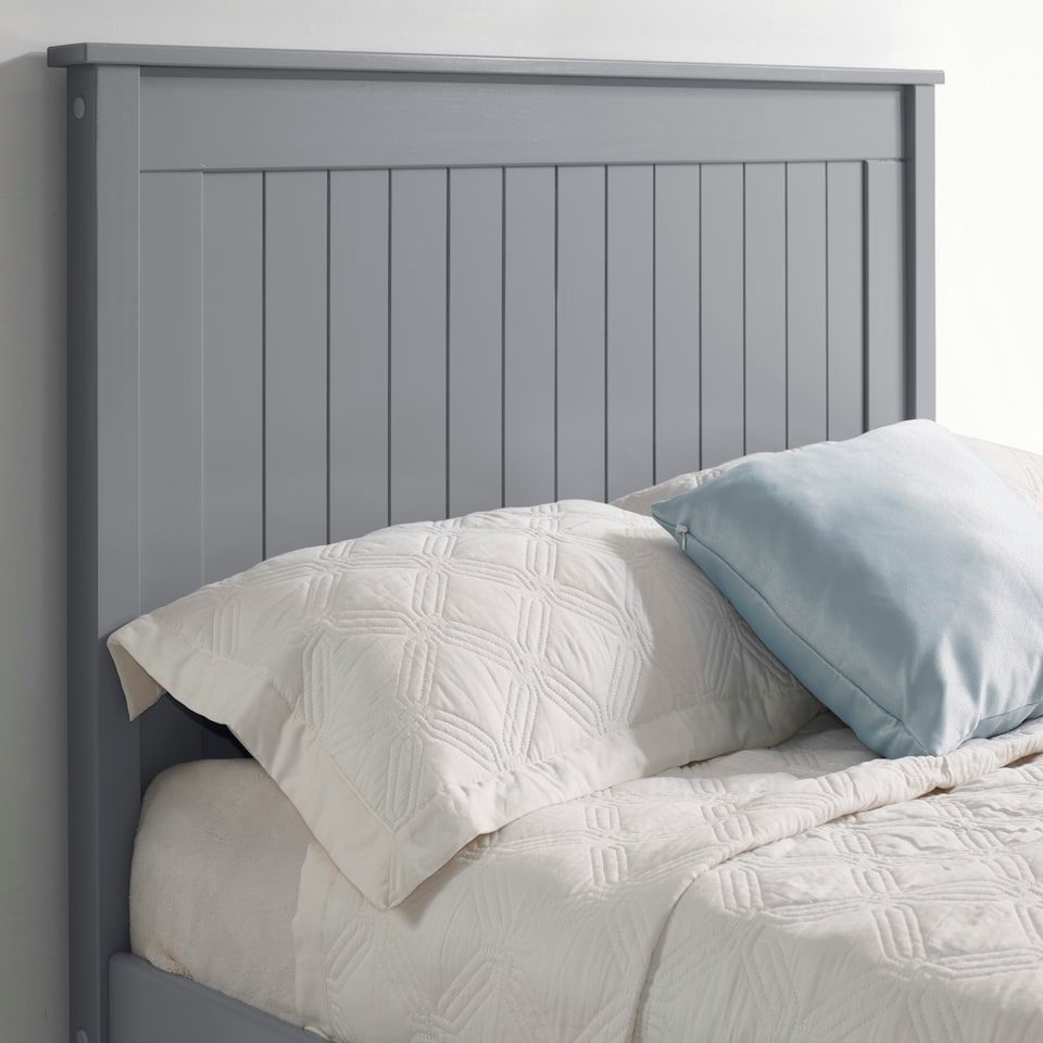 image 1 of 4ft6 Double Grey,wood,wooden high foot end,solid panel bed frame.Shaker style