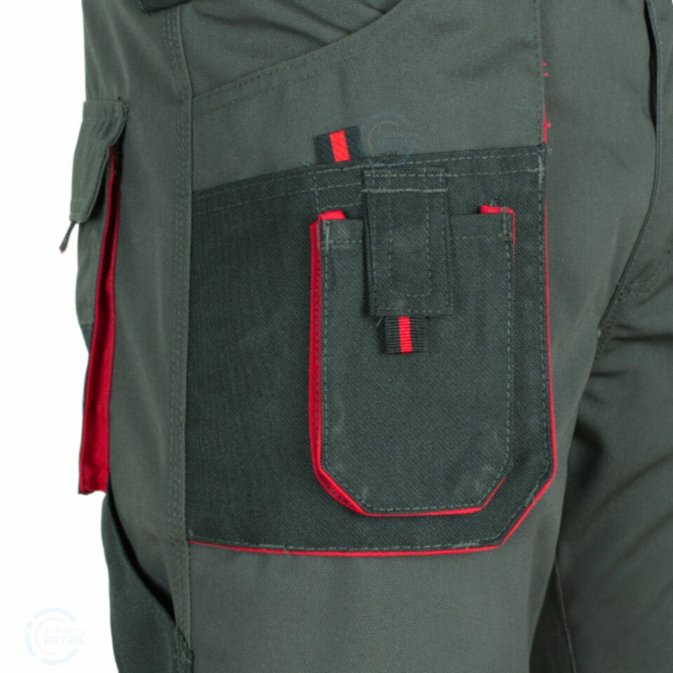 image 1 of ArtMas Grey Red Work Trousers for Men Durable Design with Knee Pad Pockets Reinforced Seams and Multi Functional Pockets Size UK30